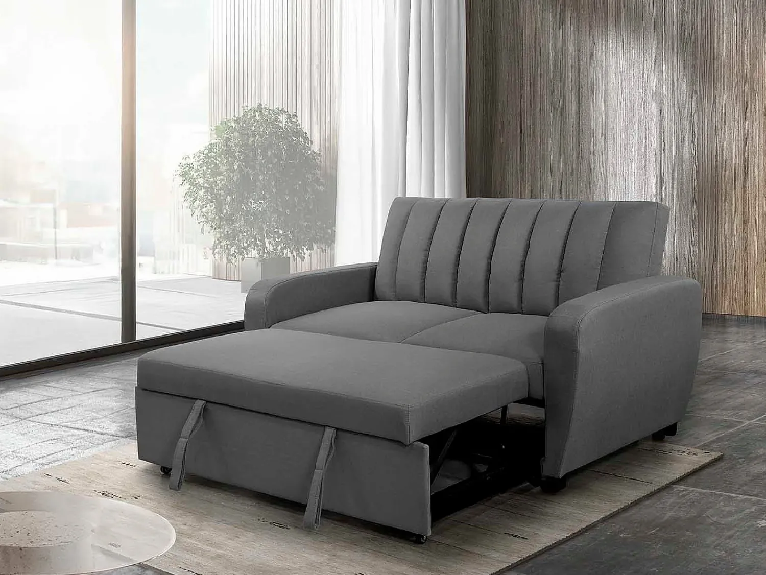 Discount Saldosystocks Sofá-cama duplo Berlim 155 cm Cinzento
