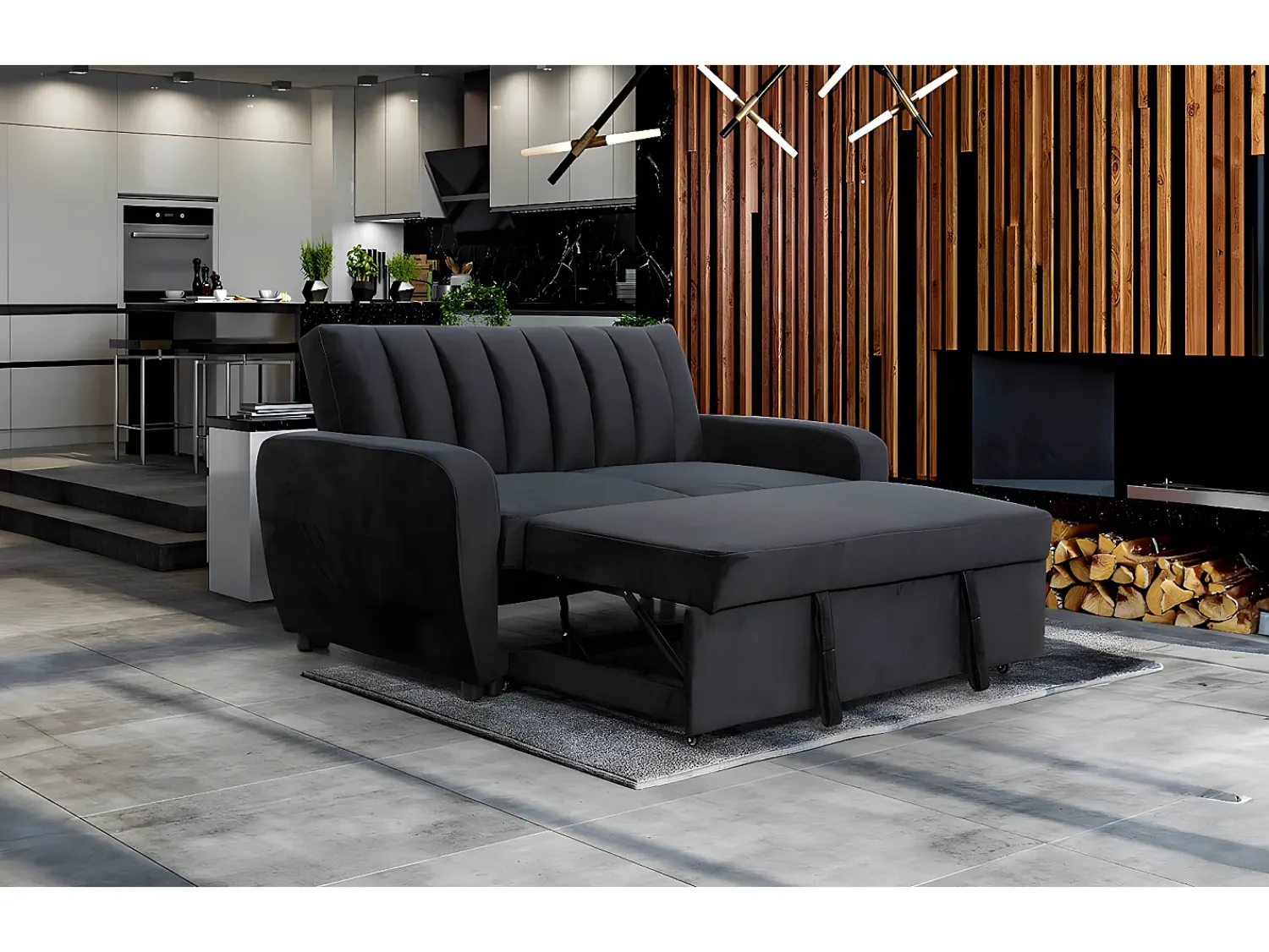 Discount Saldosystocks Sofá-cama duplo Berlim 155 cm Cinzento