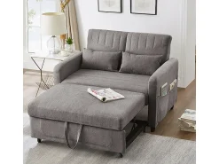 KOMHTOM Sofá-cama duplo dobrável, design dobrável, encosto ajustável, tecido de algodão e linho,^ Sofá
