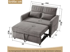 KOMHTOM Sofá-cama duplo dobrável, design dobrável, encosto ajustável, tecido de algodão e linho,^ Sofá