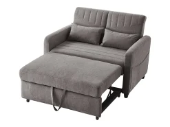 KOMHTOM Sofá-cama duplo dobrável, design dobrável, encosto ajustável, tecido de algodão e linho,^ Sofá
