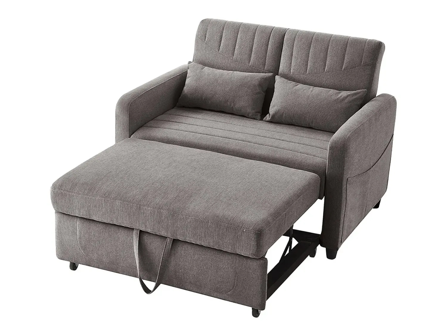KOMHTOM Sofá-cama duplo dobrável, design dobrável, encosto ajustável, tecido de algodão e linho,^ Sofá