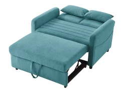 Sofá|KOMHTOM Sofá-cama duplo rebatível, design rebatível, encosto regulável, tecido de algodão e linho, verde- Azul