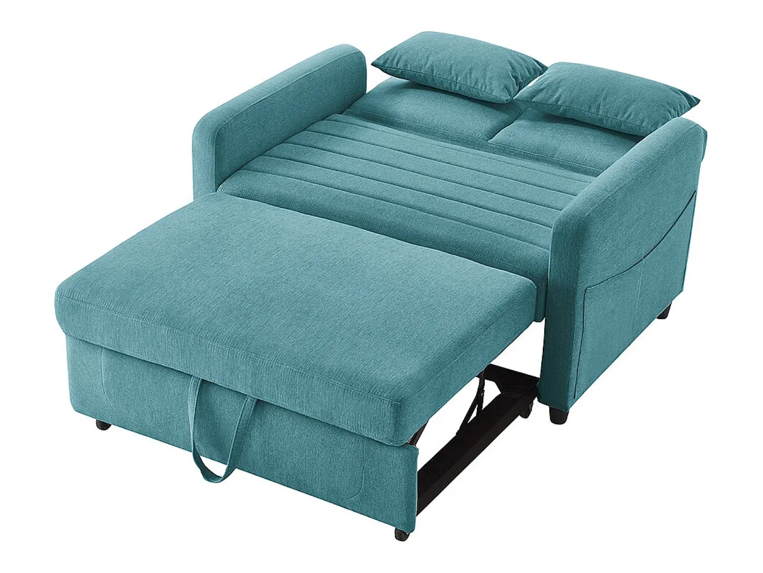 Sofá|KOMHTOM Sofá-cama duplo rebatível, design rebatível, encosto regulável, tecido de algodão e linho, verde- Azul