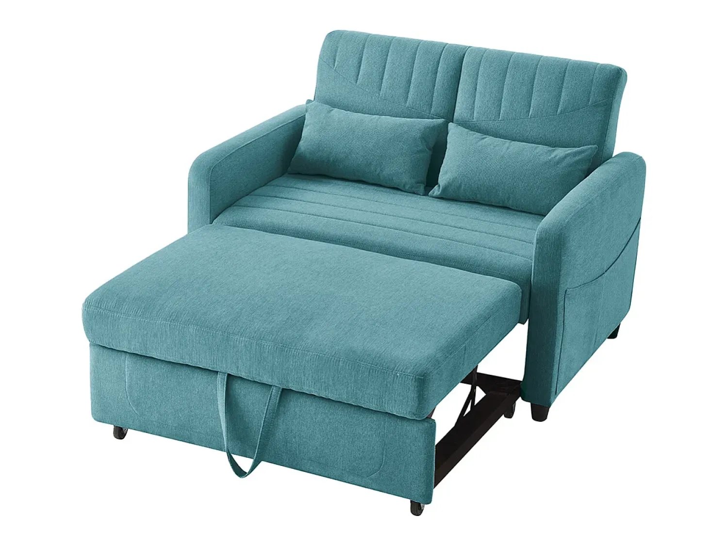 Sofá|KOMHTOM Sofá-cama duplo rebatível, design rebatível, encosto regulável, tecido de algodão e linho, verde- Azul