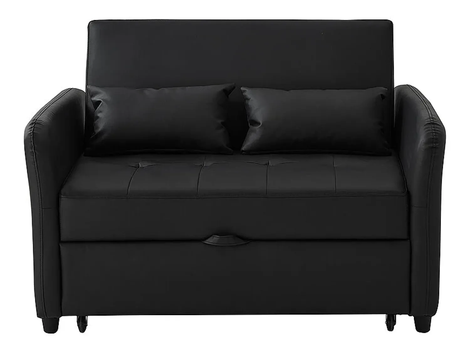 KOMHTOM Sofá-cama duplo rebatível, encosto regulável, material PU resistente à água, Preto