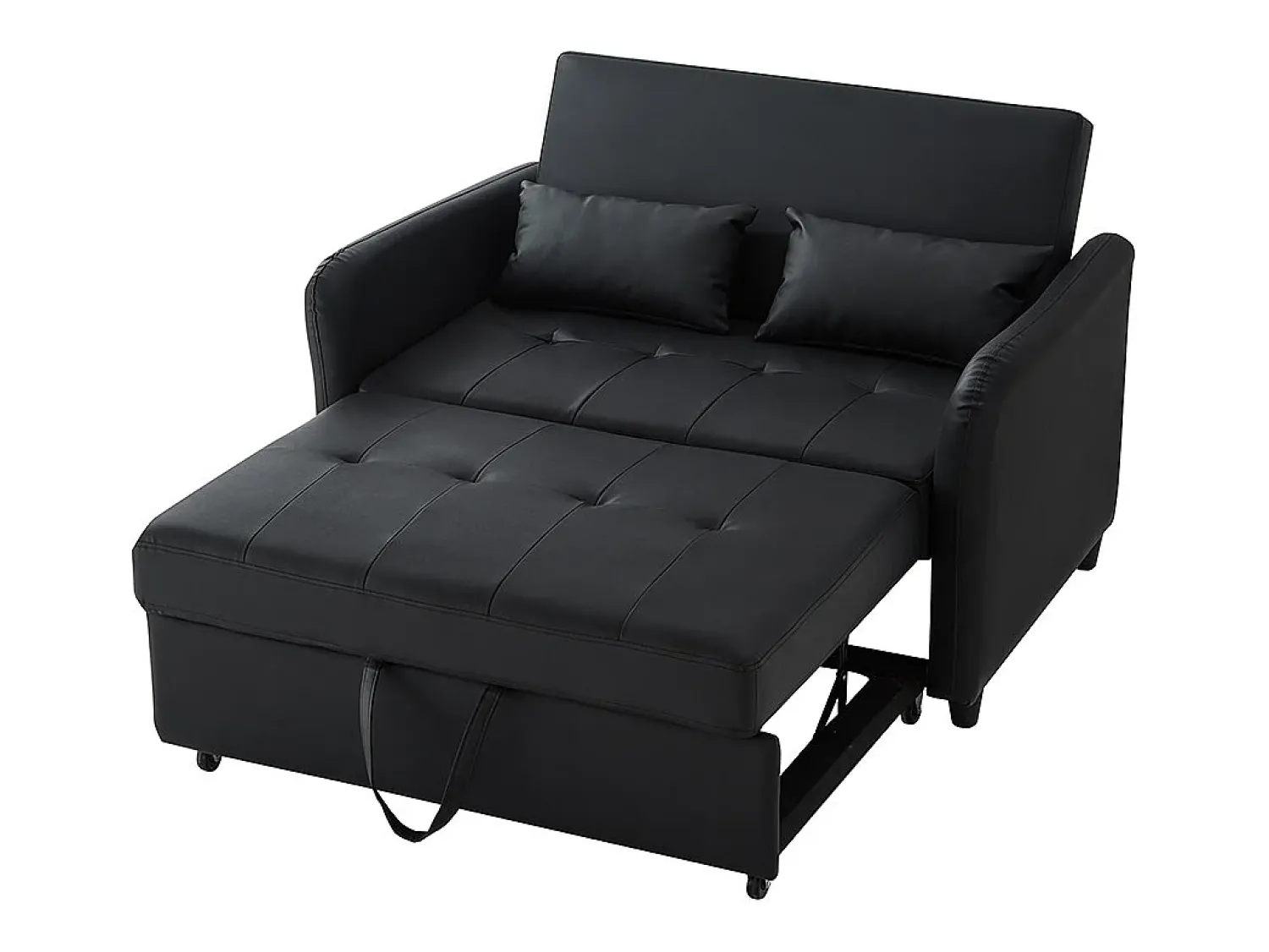 KOMHTOM Sofá-cama duplo rebatível, encosto regulável, material PU resistente à água, Preto