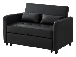 KOMHTOM Sofá-cama duplo rebatível, encosto regulável, material PU resistente à água, Preto