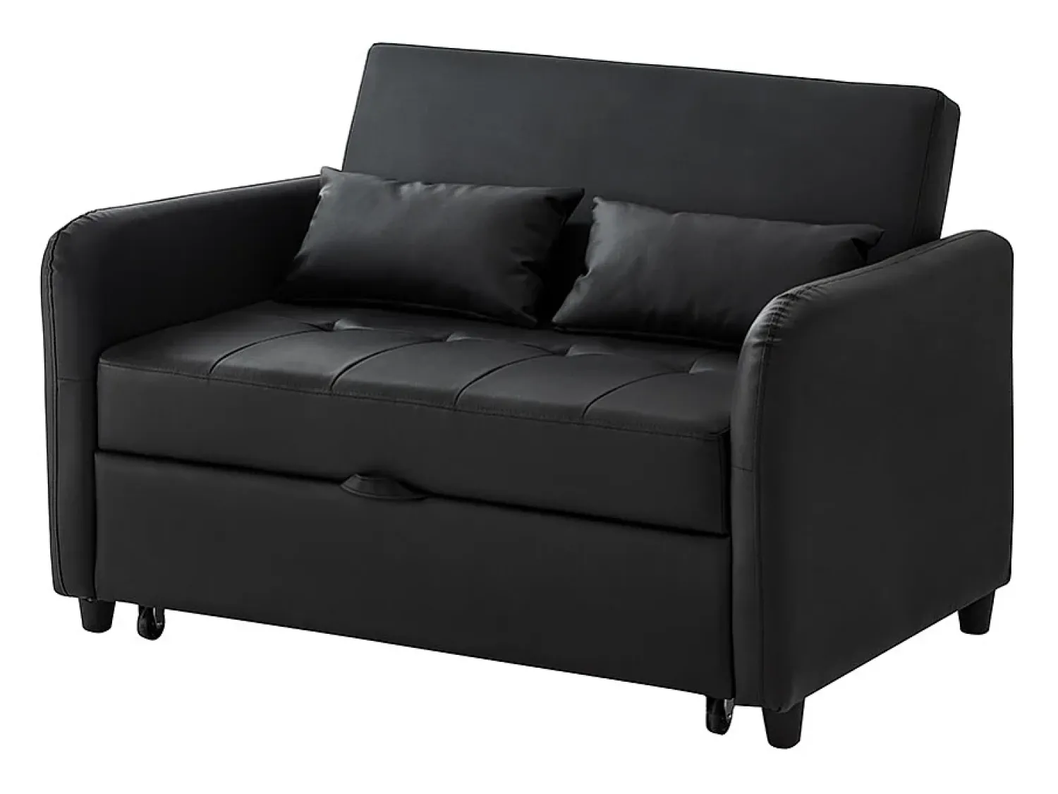 KOMHTOM Sofá-cama duplo rebatível, encosto regulável, material PU resistente à água, Preto