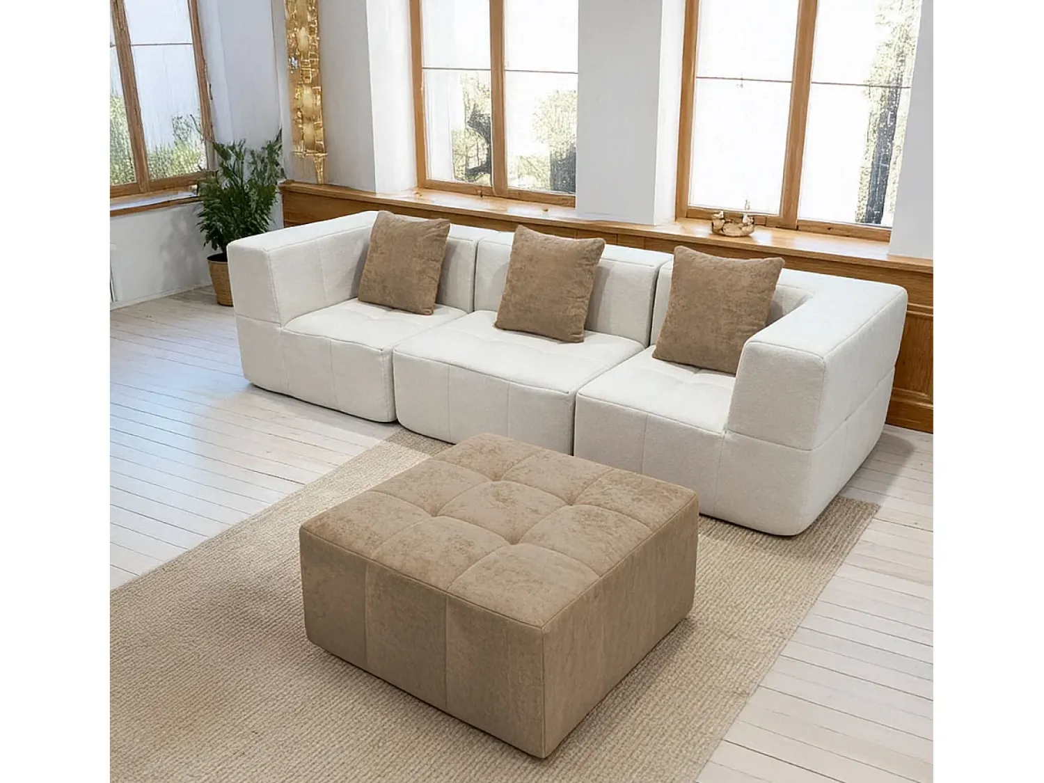 Sofá-cama Eden Completo 3 lugares - branco areia^ Sofá
