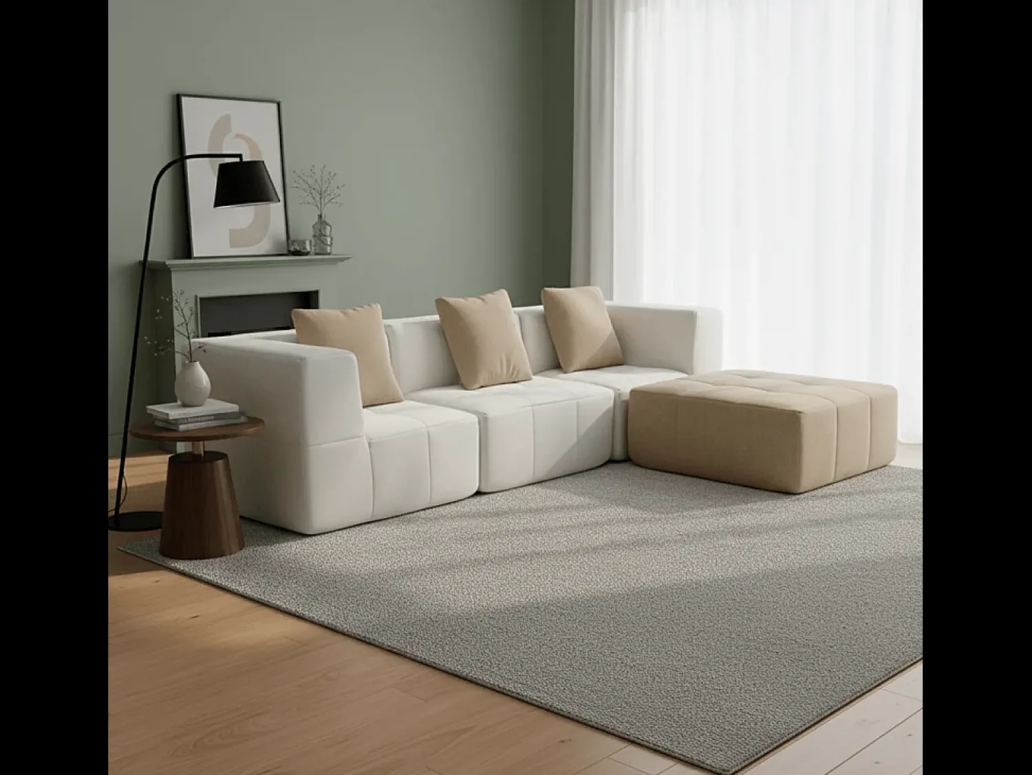 Sofá-cama Eden Completo 3 lugares - branco areia^ Sofá