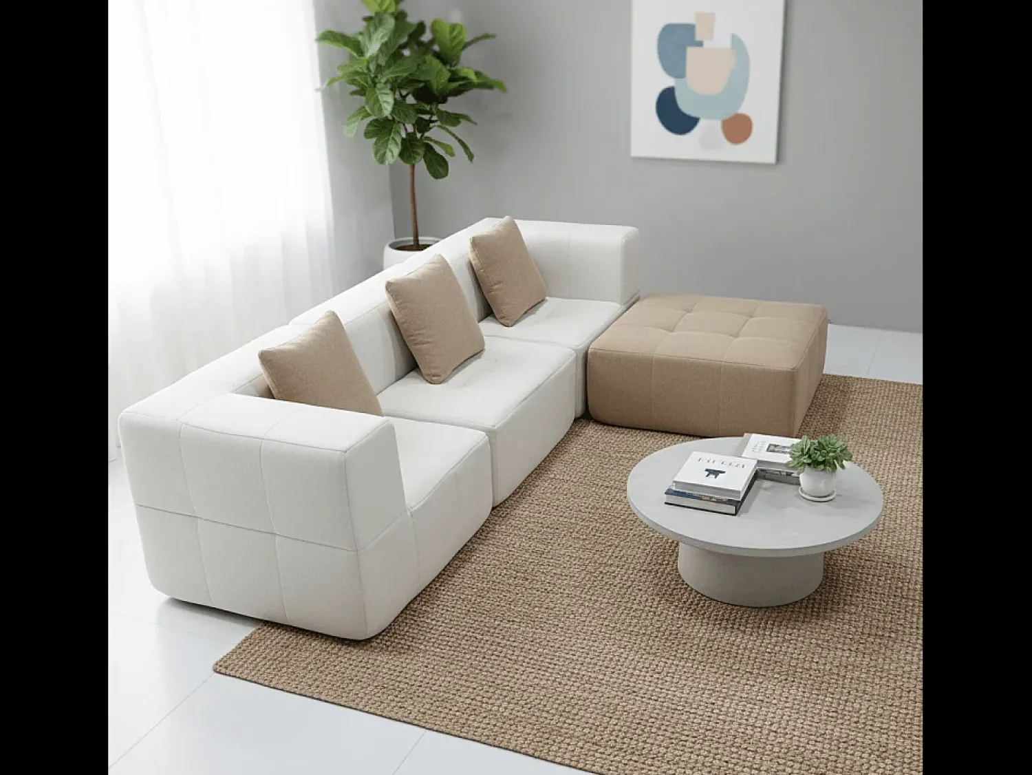 Sofá-cama Eden Completo 3 lugares - branco areia^ Sofá