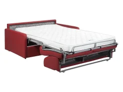 Vente-unique Sofá-cama em couro sintético assento com assento de memória de forma 140 cm ripas largas 14 cm CALIFE^ Sofá