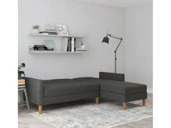 Sofá*Loft24 Sofá-cama em forma de L Lilly stor Verde azeitona Cinza antracite
