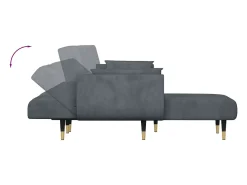 Sofá*vidaxl Sofá-cama em forma de L 275x140x70 cm veludo -escuro Cinzento