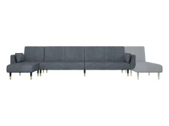 Sofá*vidaxl Sofá-cama em forma de L 275x140x70 cm veludo -escuro Cinzento