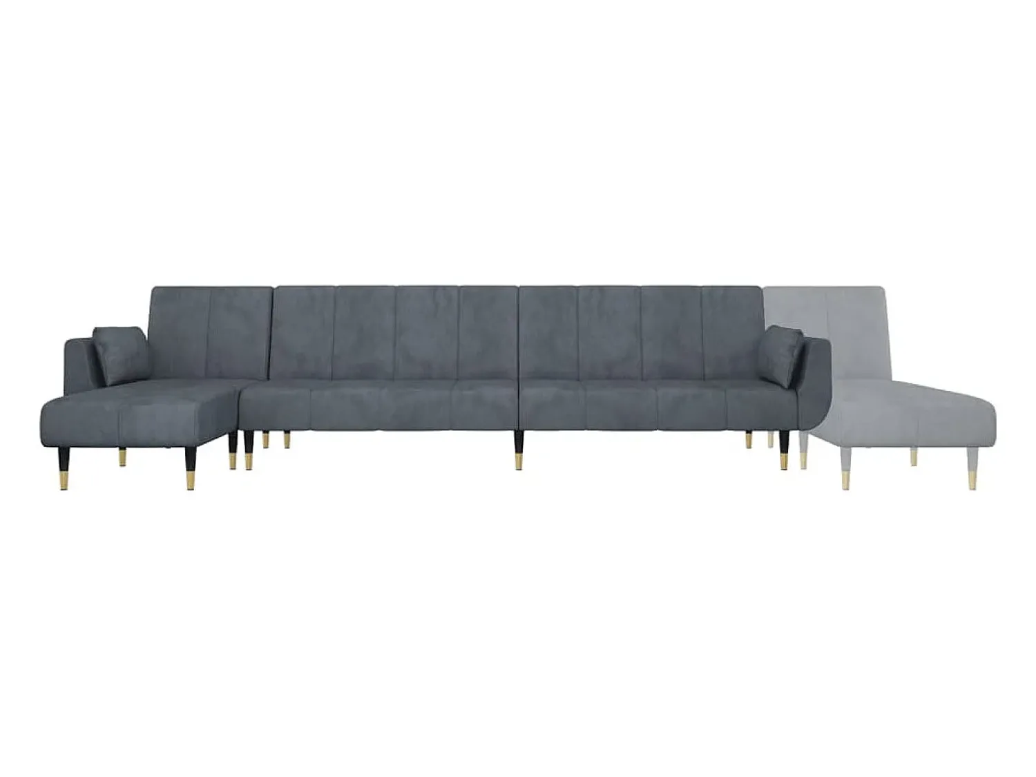 Sofá*vidaxl Sofá-cama em forma de L 275x140x70 cm veludo -escuro Cinzento