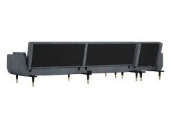 Sofá*vidaxl Sofá-cama em forma de L 275x140x70 cm veludo -escuro Cinzento
