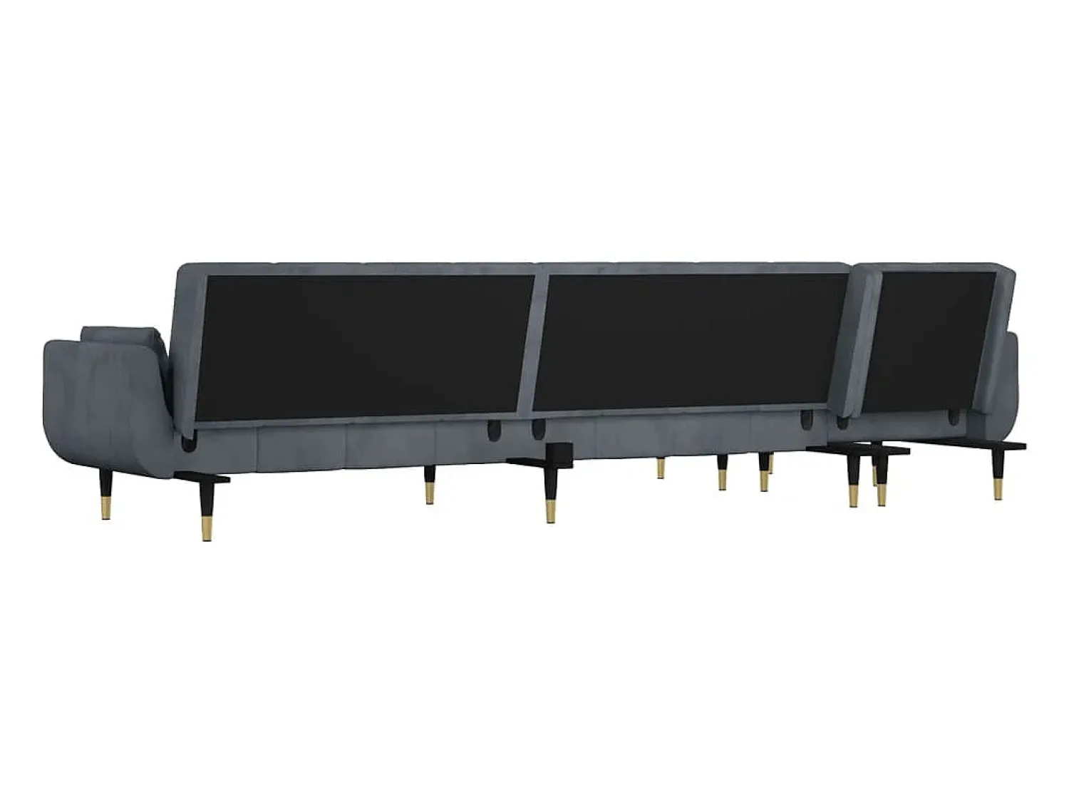 Sofá*vidaxl Sofá-cama em forma de L 275x140x70 cm veludo -escuro Cinzento