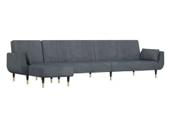 Sofá*vidaxl Sofá-cama em forma de L 275x140x70 cm veludo -escuro Cinzento
