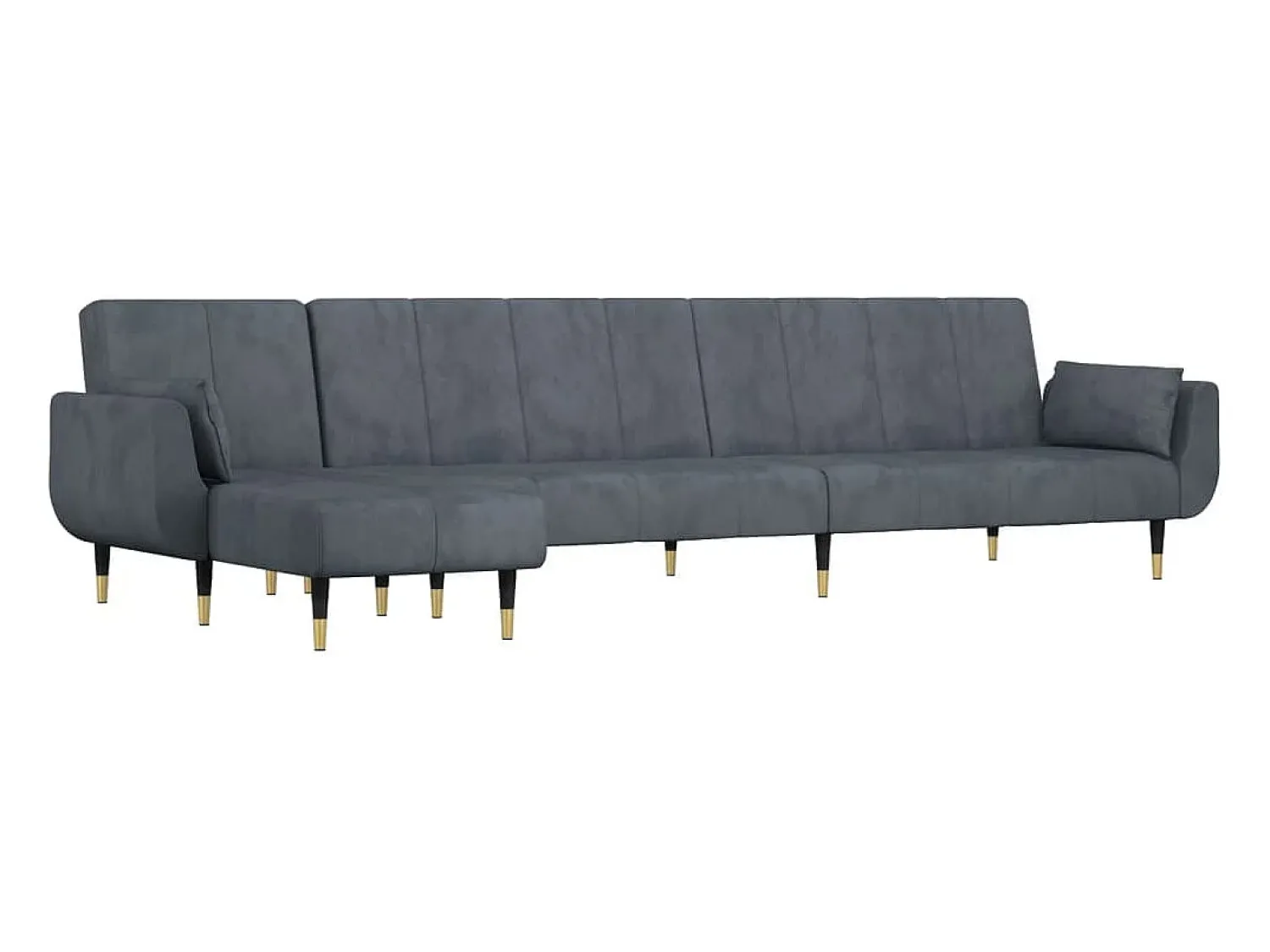 Sofá*vidaxl Sofá-cama em forma de L 275x140x70 cm veludo -escuro Cinzento