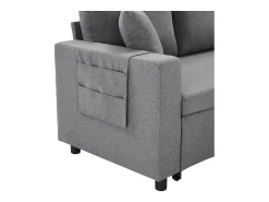 Hauss Spole Sofá-cama em L de 3 lugares com função de cama - Chaise longue com arrumação - Linho cinza escuro^ Sofá