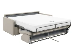 Best Vente-unique Sofá-cama em tecido com assento de memória de forma 160 cm ripas largas 18 cm CALIFE Bege