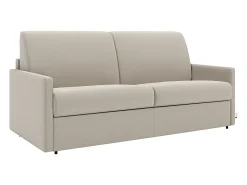 Best Vente-unique Sofá-cama em tecido com assento de memória de forma 160 cm ripas largas 18 cm CALIFE Bege