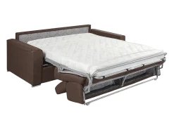 Vente-unique Sofá-cama em tecido castanho assento com assento de memória de forma 160 colchão memória de forma 14cm VIZIR^ Sofá