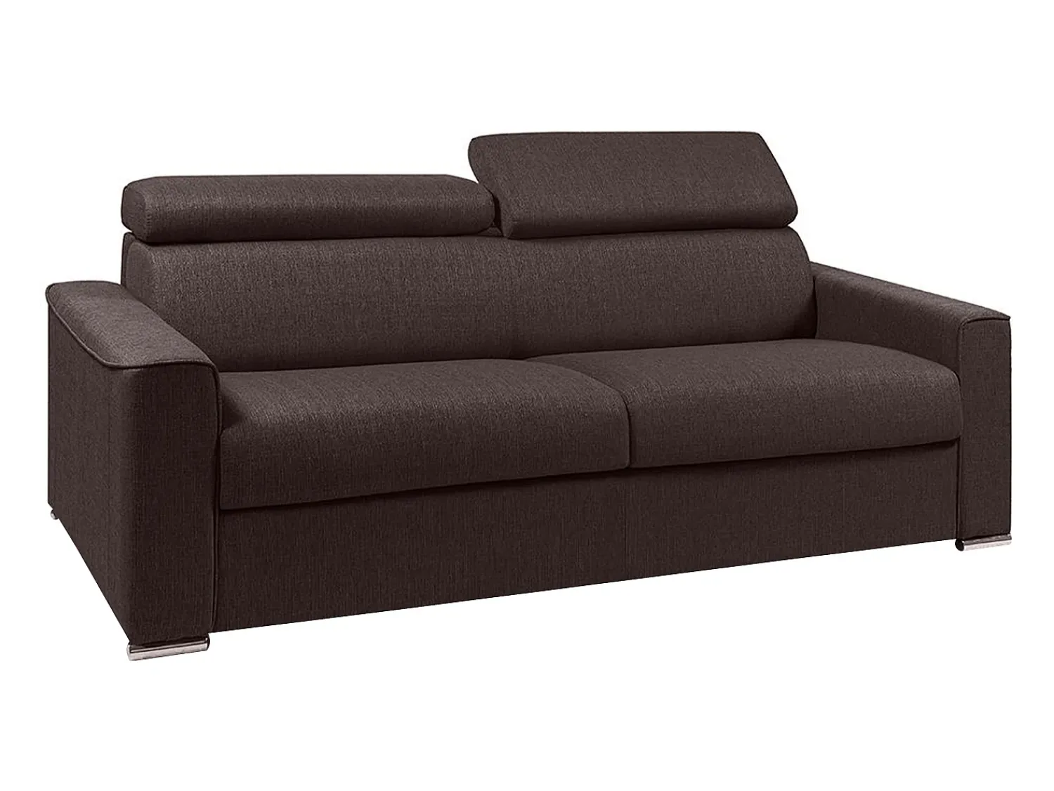 Vente-unique Sofá-cama em tecido castanho assento com assento de memória de forma 160 colchão memória de forma 14cm VIZIR^ Sofá