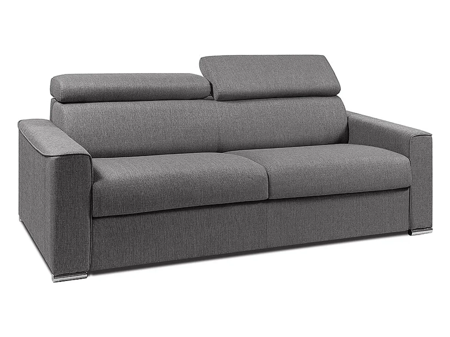 Vente-unique Sofá-cama em tecido cinza com assento com assento de memória de forma 160 ripas largas 16cm memória de forma VIZIR^ Sofá