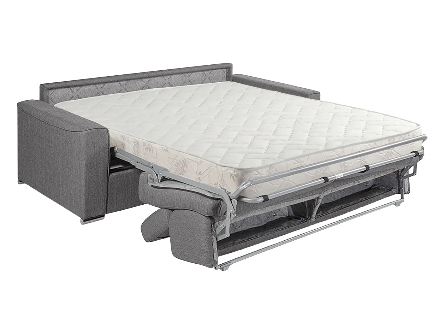 Vente-unique Sofá-cama em tecido cinza com assento com assento de memória de forma 160 ripas largas 16cm memória de forma VIZIR^ Sofá