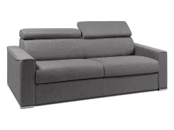 Sofá|Vente-unique Sofá-cama em tecido assento memória de forma 160 colchão memória de forma 18cm VIZIR Cinzento