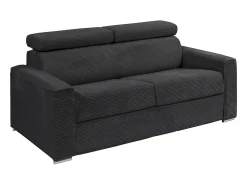 Sofá|Vente-unique Sofá-cama em veludo canelado assento memória de forma 140 cm ripas largas 14cm CALIFE Cinzento