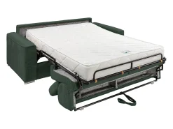 Sofá|Vente-unique Sofá-cama em veludo canelado assento memória de forma 160 cm ripas largas 18cm CALIFE Verde