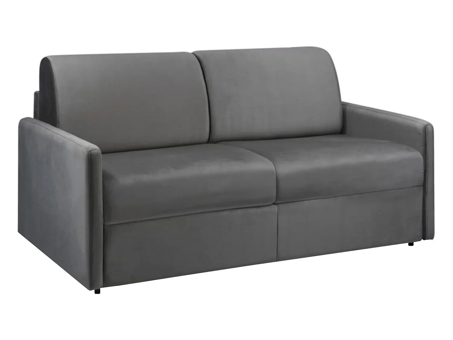 Sofá*Vente-unique Sofá-cama em veludo cinzento assento com assento de memória de forma 140 cm colchão 18 cm CALIFE Cinza antracite