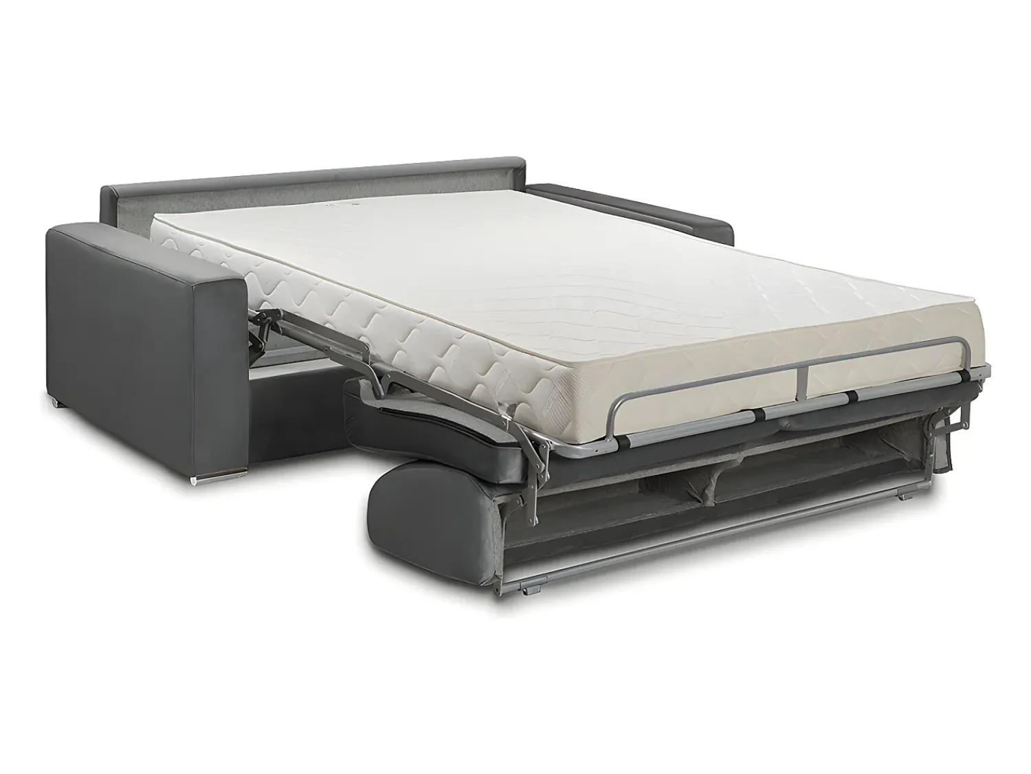 Sofá*Vente-unique Sofá-cama em veludo cinzento assento com assento de memória de forma 140 cm colchão 18 cm CALIFE Cinza antracite