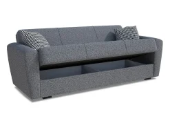 Dmora Sofá-cama Escobar, sofá-cama contêiner linear de 3 lugares, Sofá da sala em tecido acolchoado com abertura click-clack, 223x84xh80 cm, Cinza^ Sofá