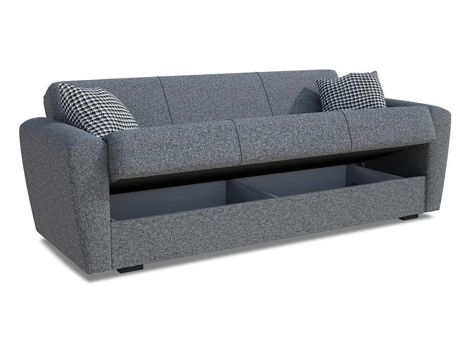 Dmora Sofá-cama Escobar, sofá-cama contêiner linear de 3 lugares, Sofá da sala em tecido acolchoado com abertura click-clack, 223x84xh80 cm, Cinza^ Sofá