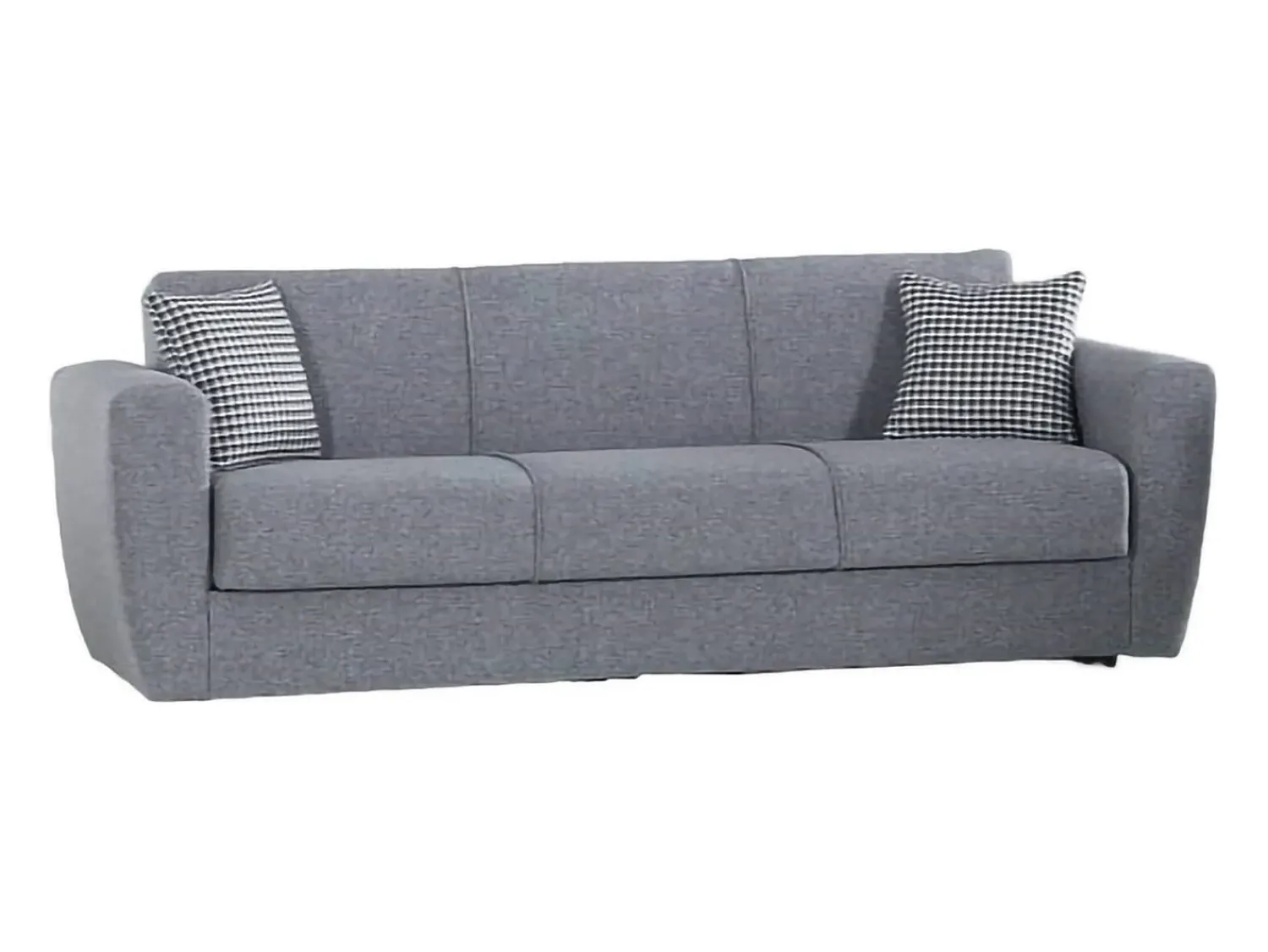 Dmora Sofá-cama Escobar, sofá-cama contêiner linear de 3 lugares, Sofá da sala em tecido acolchoado com abertura click-clack, 223x84xh80 cm, Cinza^ Sofá