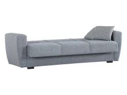 Dmora Sofá-cama Escobar, sofá-cama contêiner linear de 3 lugares, Sofá da sala em tecido acolchoado com abertura click-clack, 223x84xh80 cm, Cinza^ Sofá