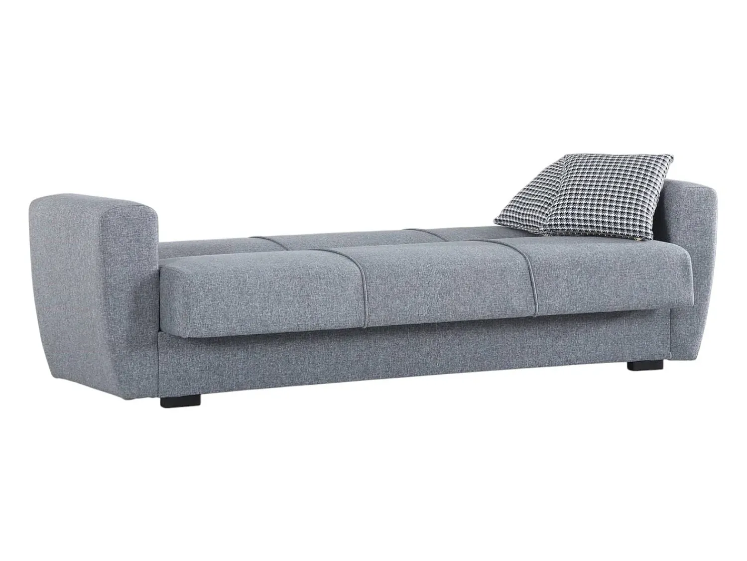 Dmora Sofá-cama Escobar, sofá-cama contêiner linear de 3 lugares, Sofá da sala em tecido acolchoado com abertura click-clack, 223x84xh80 cm, Cinza^ Sofá
