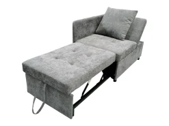 ModernLuxe Sofá-cama estofado 177x68x65 cm - Sofá-cama multifuncional 3 em 1 - Linho - Encosto ajustável - Cinza claro^ Sofá