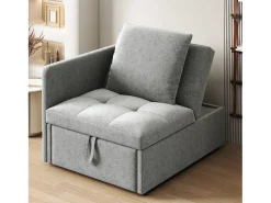 ModernLuxe Sofá-cama estofado 177x68x65 cm - Sofá-cama multifuncional 3 em 1 - Linho - Encosto ajustável - Cinza claro^ Sofá