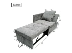 ModernLuxe Sofá-cama estofado 177x68x65 cm - Sofá-cama multifuncional 3 em 1 - Linho - Encosto ajustável - Cinza claro^ Sofá