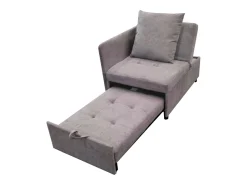 ModernLuxe Sofá-cama estofado 177x68x65 cm - Sofá-cama multifuncional 3 em 1 - Linho - Encosto ajustável - Cinza^ Sofá