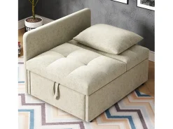 ModernLuxe Sofá-cama estofado 177x68x65 cm - Sofá-cama multifuncional 3 em 1 - Linho - Encosto ajustável -^ Sofá