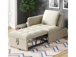 ModernLuxe Sofá-cama estofado 177x68x65 cm - Sofá-cama multifuncional 3 em 1 - Linho - Encosto ajustável -^ Sofá