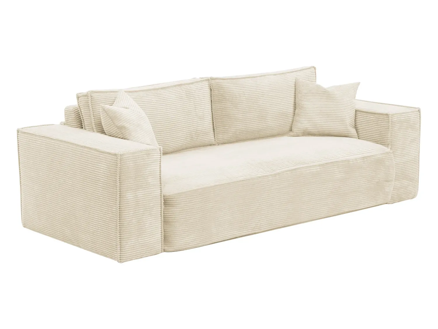Sofá|Vente-unique Sofá-cama express AMELIA de 4 lugares em veludo cotelê , 160 cm, colchão de espuma viscoelástica de 13 cm. Bege