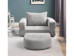 Poltrona* Sofá-cama futon compressível, poltrona-cama versátil com almofadas. Cinzento claro